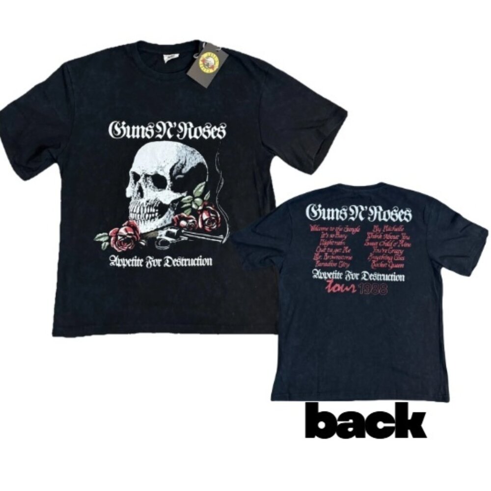 Guns N Roses Appetite For Destruction 1988 Tour T Shirt Pull & Bear M NWT